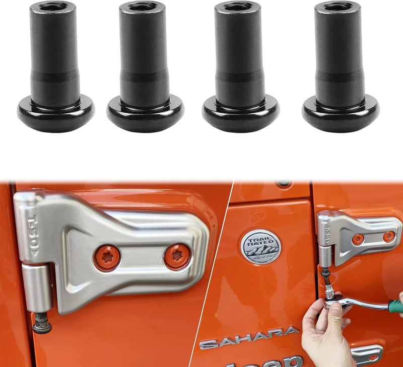 MOEBULB Door Hinge Nuts Compatible with 2018-2022 Jeep Wrangler JL JLU Rubicon Gladiator 2/4 Door - 4pcs - Image 1